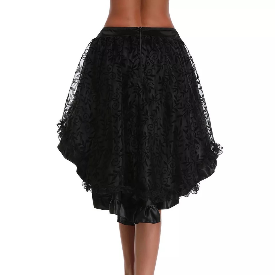 Women Fashion Retro Gothic Skirt Renaissance Lace Irregular Skirt Party Dress